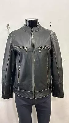 Buy Men Real Leather Jacket Black Quilted Biker Style Fashion Lambskin Jacket LLD150 • 50.15£