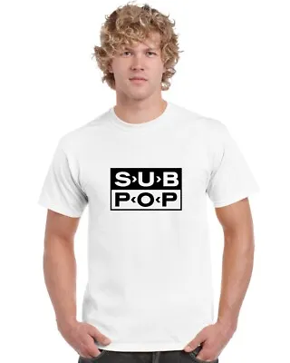 Buy Sub Pop T Shirt White With Black Design • 12.99£