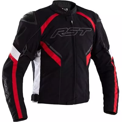 Buy RST Sabre CE Textile Waterproof Motorcycle Motorbike Jacket - Black/White/Red • 109.99£