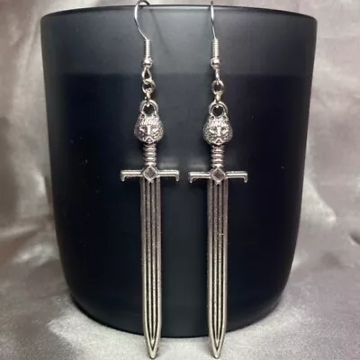 Buy Handmade Silver Sword Dagger Earrings Gothic Gift Jewellery Fashion Accessory • 4.50£
