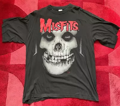 Buy 1995 Misfits Cyclopian Double Sided Crimson Ghost Skull Band Shirt Size XL • 120£