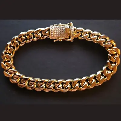 Buy Gold Copper Bracelet With Cz Clasp Mens Jewellery • 14.99£