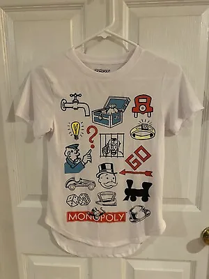 Buy New Juniors Small 3-5 Monopoly T-Shirt Poly/Rayon White Short Sleeves • 8.52£