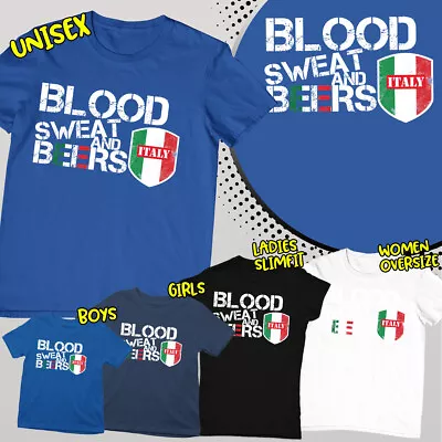 Buy Blood Sweat And Beers Italy Italian Rugby Mens Womens Boys T-Shirts Tee Top-SN • 8.59£