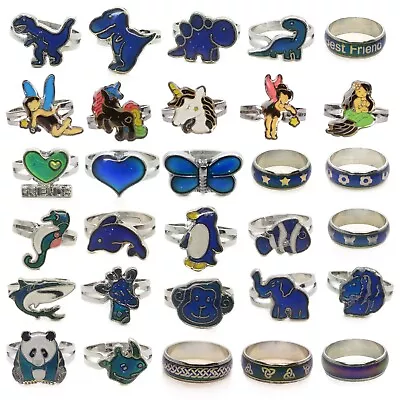 Buy Kids Mood Rings Girls Colour Changing Ring Jewellery Unicorn Animals • 4.20£