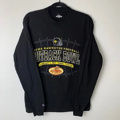 Buy  Iowa Hawkeyes Outback Bowl 2017 USA Long Sleeve Black T Shirt Men's Size M • 18£