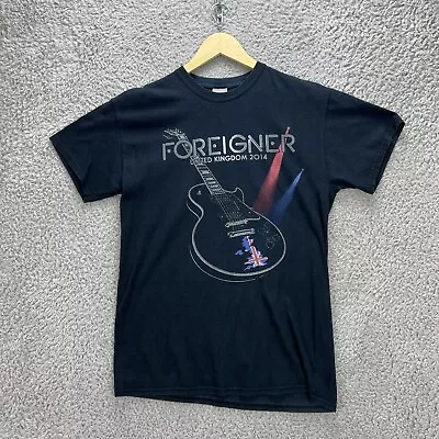Buy Foreigner Tour T-Shirt Unisex Medium United Kingdom 2014 Black Gildan Pre Loved • 12£