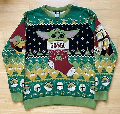 Buy XL 44  Chest Star Wars Grogu Mandalorian Christmas Sweater Jumper Merchoid Yoda • 29.99£