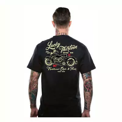Buy Lucky 13 Vintage Iron Moto Motorcycle Motorbike Casual T-Shirt Black • 30.50£