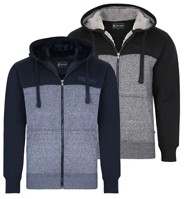 Buy Mens KAM Hooded Sherpa Fur Lined Padded Fleece Jacket Coat Zip S-XXL • 22.99£