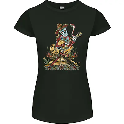 Buy Mariachi Sugar Skull Day Of The Dead Guitar Womens Petite Cut T-Shirt • 8.75£