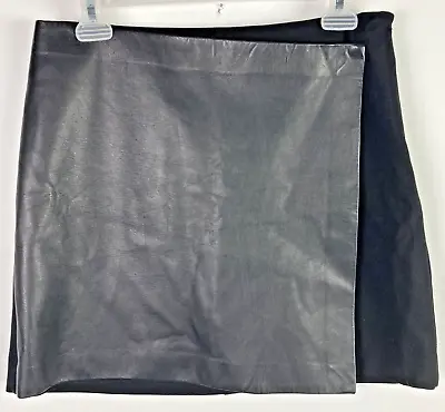 Buy Theory Womens 4 Stilla Mini Skirt Leather Lamb Black Faux Wrap • 85.24£