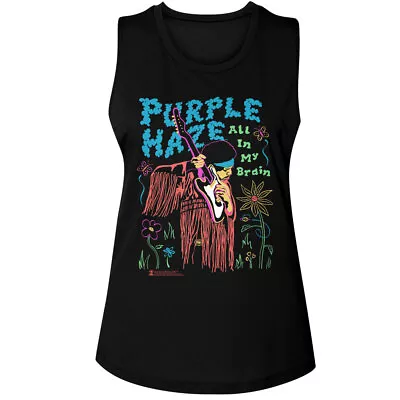 Buy Jimi Hendrix Purple Haze All In My Brain Women's Rocker Tank T Shirt Band Merch • 44.94£