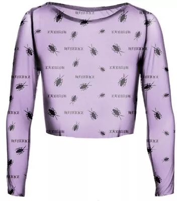 Buy Beetlejuice - Beetle Pattern Womens Purple Cropped Mesh Top Ex Large - K777z • 18.90£
