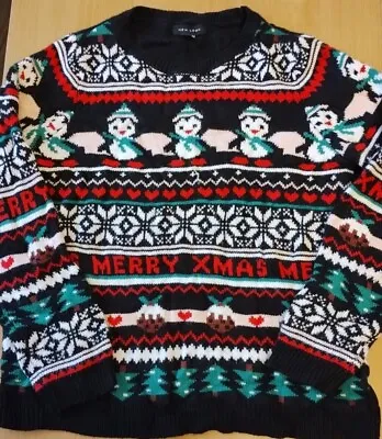 Buy Ladies New Look Black Christmas Jumper Size S/M • 5£
