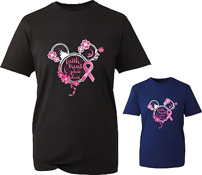 Buy Faith Trust & Pixie Dust Breast Cancer Awareness T Shirt Pink Ribbon Gift Top • 11.99£