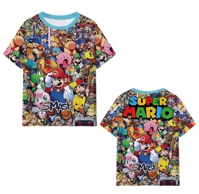 Buy Super Mario Yoshi Full Print 3D T-Shirts Short Sleeve Tee Summer Casual Tee Top • 14.39£