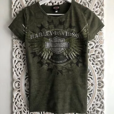 Buy Women’s Harley Davidson T Shirt Size 2XS Green Official Merchandise Short Sleeve • 7.50£