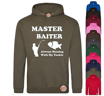 Buy MASTER BAITER  HOODIE Funny Hoody FISHING Fathers Day  MUM DAD JOKES  Gift  • 21.99£
