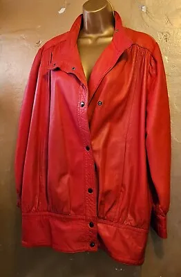 Buy Yeovil Vintage 80's Red Leather Jacket, S.12, Press Studs, Lined, Pockets, Fab! • 85£