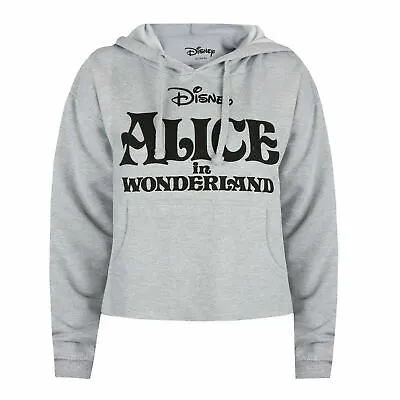 Buy Official Disney Ladies Alice In Wonderland Cropped Hoodie Jumper S-XL • 18.74£