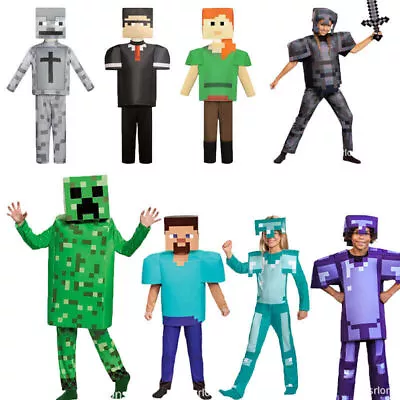 Buy Kids Minecraft Cosplay Costume Jumpsuit Book Week Fancy Dress Party Outfit Gifts • 14.59£