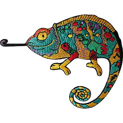 Buy Chameleon Patch Iron / Sew On Clothes Jacket Bag Biker Embroidered Lizard Badge • 2.79£