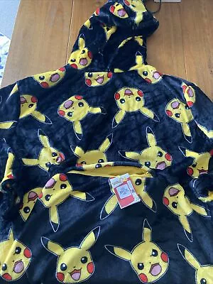 Buy Pokemon Pikachu Lounge Gown Hoodie Black L-xl 146-170cm Kids • 14.99£