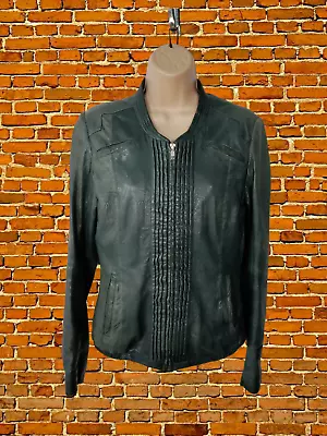 Buy Womens G-star Uk Small Teal Vintage Look Real Leather Zip Up Bomber Jacket Coat • 39.99£