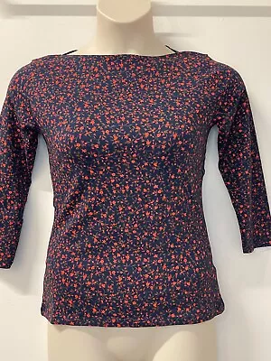 Buy MARKS & SPENCER Ladies Fitted 3/4 Sleeve Navy Mix Slash Neck Tops Sizes 6-18 • 6.95£