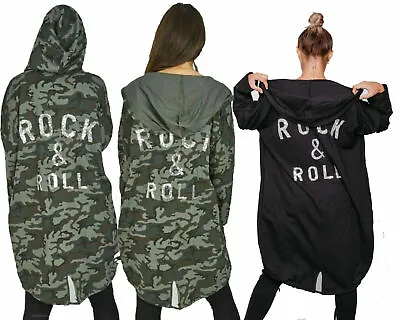 Buy Ladies Sequin Rock & Roll Back Over-sized Hoodie Women Jacket Coat Cardigan • 19.95£