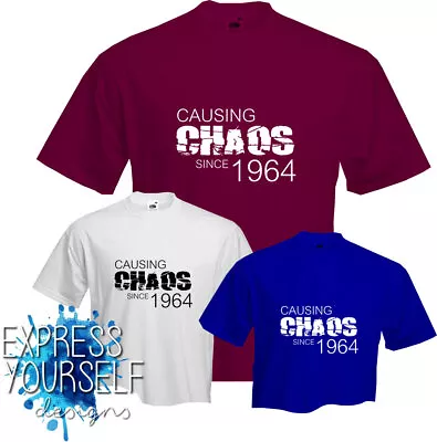 Buy CAUSING CHAOS 1964 - T Shirt, 60th BIRTHDAY (2024), Fun, Present, Gift, NEW • 9.99£