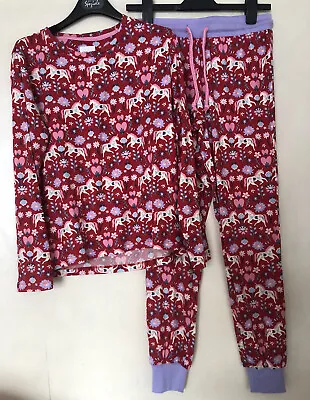 Buy Chelsea Peers Red Unicorn And Floral Print Long Sleeve Pyjama Set, XS • 24£