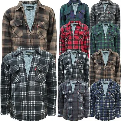 Buy Mens Padded Shirt Sherpa Fur Fleece Lined Lumberjack Flannel Work Thick Jacket • 18.99£
