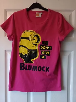 Buy Despicable Me Size 10 Pink T Shirt Minions I Don't Give A Blumock • 4£