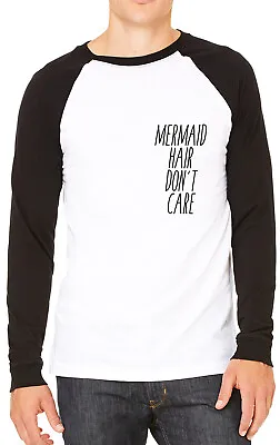 Buy Mermaid Hair Don't Care Breast Print Mens Womans Unisex Pocket Baseball T-Shirt • 13.99£