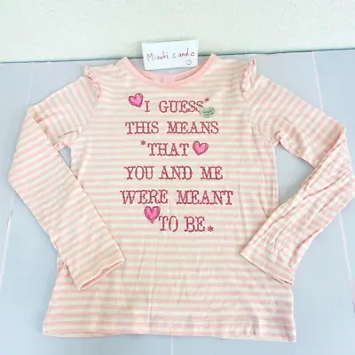Buy Mezzo Piano Long Sleeve T-shirt 160cm Striped Pink White Heart Tops Kawaii Girls • 38.17£