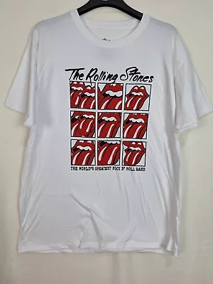 Buy Rolling Stones Rock Band Tee White T-Shirt Tongue XL Unisex Mens • 12.99£