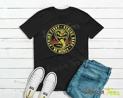 Buy Cobra Kai Strike First Strike Hard No Mercy Inspired T Kids T-Shirt 100%Cotton • 7£