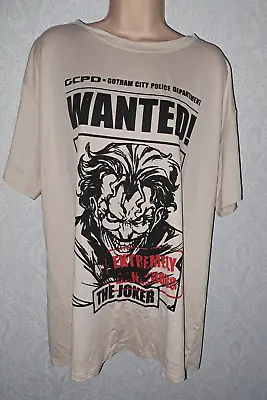 Buy Harley Quinn Joker T Shirt UK 1 Xl Top Unisex DC Comics Tunic Beige Red • 5.50£