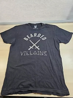 Buy Bearded Villains Cross Swords Graphic Print Black Cotton T-shirt Size L Large • 24.99£