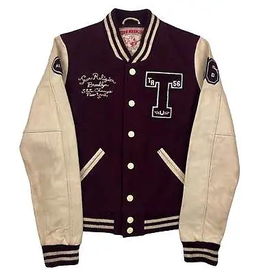 Buy True Religion Maroon Wool Leather Varsity Jacket • 90.99£