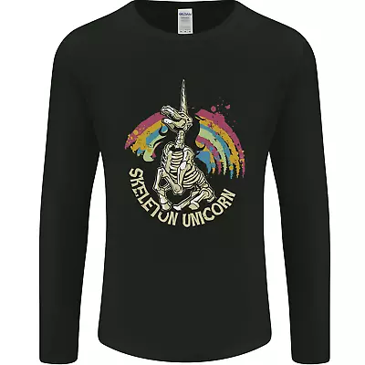 Buy Skeleton Unicorn Skull Heavy Metal Rock Mens Long Sleeve T-Shirt • 12.99£