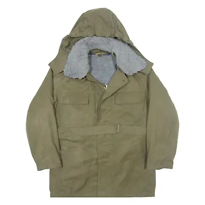Buy Vintage Sherpa Lined Mens Military Jacket Green 90s Hooded L • 23.99£
