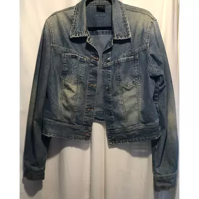 Buy Fubu Distressed Classic Button Up Jean Jacket With Patch Pocket Cool Buttons • 16.17£