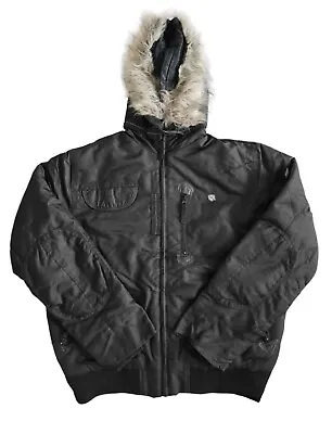 Buy Rocawear Men's Urban Designer Padded Faux Fur Hooded Baseball Bomber Jacket • 49.99£