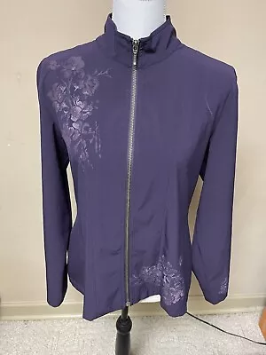 Buy Zenergy By Chico's Womens Size 1 Medium Purple Floral Full Zip Jacket • 15.43£