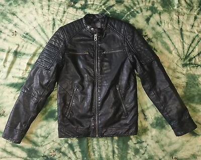 Buy NWOT Ladies Next Faux Leather Jacket UK XS Biker Style Womens *Vegan Friendly!* • 8.99£