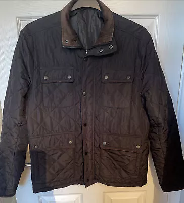 Buy Mens Black Moss Esq Padded Jacket With Cord Collar, Cuff & Pocket Edge -Medium • 10£