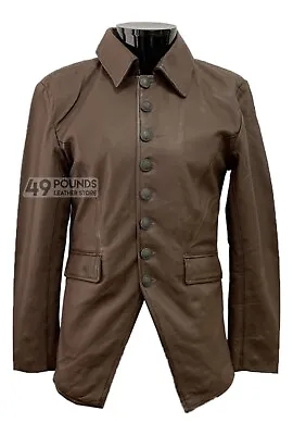 Buy Men's Brown Leather Jacket Smart Gothic Style Real Lambskin Leather Shirt Jacket • 41.65£
